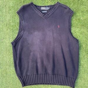 Men's Vintage Navy Polo Ralph Lauren Sweater Vest, Size Large